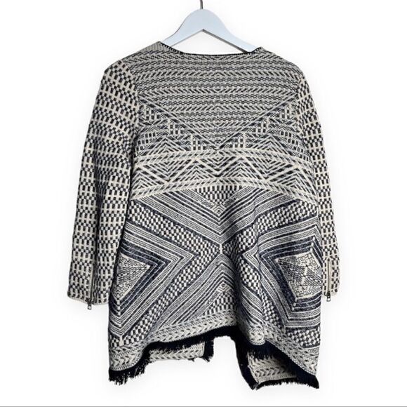 Lucky Brand- Women’s Fringe Open Front Cardigan Boho Aztec Print, Size Medium - Picture 8 of 12